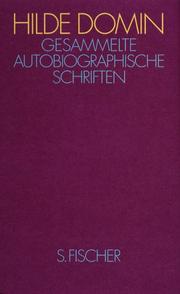 Front cover of Gesammelte autobiographische Schriften by Hilde Domin