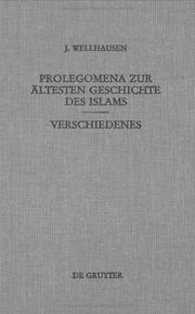 Cover of Prolegomena Zur Altesten Geschichte Des Islams by Julius Wellhausen