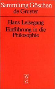 Cover of Einführung in die Philosophie by Hans Leisegang