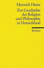 Front cover of Zur Geschichte der Religion und Philosophie in Deutschland by Heinrich Heine