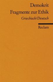Front cover of Fragmente zur Ethik by Demokrit