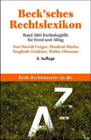 Front cover of Beck'sches Rechtslexikon by Harald Geiger