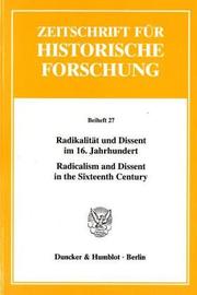 Front cover of Zeitschrift f ur Historische Forschung. Beiheft 27: Radikalit at und Dissent im 16. Jahrhundert by Hans-Jürgen Goertz