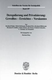 Front cover of Deregulierung und Privatisierung by Hartmut Berg
