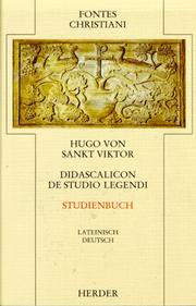 Cover of Didascalicon de studio legendi = by Hugh of Saint Victor