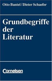 Front cover of Grundbegriffe der Literaturanalyse by Otto Bantel