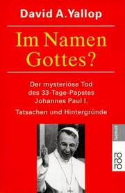 Cover of In God's name by David A. Yallop