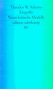 Cover of Eingriffe by Theodor W. Adorno