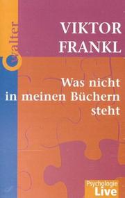 Cover of Was nicht in meinen Büchern steht by Viktor E. Frankl