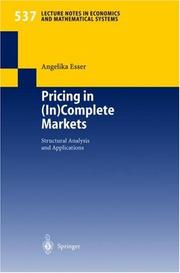 Front cover of Pricing in (In)complete Markets by Angelika Esser
