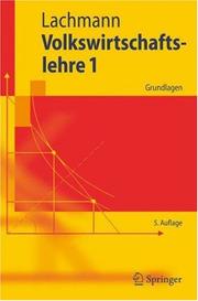 Cover of Volkswirtschaftslehre 1 by Werner Lachmann