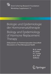 Front cover of Biologie und Epidemiologie der Hormonersatztherapie by M. A. Lewis