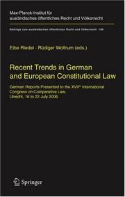 Cover of Recent trends in German and European constitutional law by International Congress of Comparative Law (17th 2006 Utrecht, Netherlands).