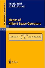 Front cover of Means of Hilbert space operators by Fumio Hiai