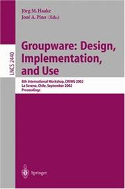 Front cover of Groupware by CRIWG 2002 (Conference) (2002 La Serena, Chile)