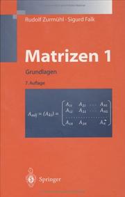 Front cover of Matrizen und ihre Anwendungen 1 by Rudolf Zurmühl