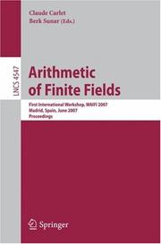 Front cover of Arithmetic of finite fields by WAIFI 2007 (2007 Madrid, Spain)