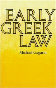 Front cover of Early Greek law by Michael Gagarin