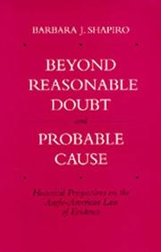 Cover of Beyond Reasonable Doubt and Probable Cause by Barbara J. Shapiro