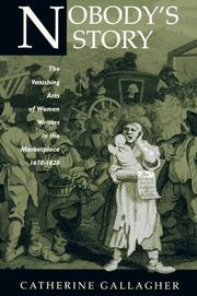 Front cover of Nobody's story by Catherine Gallagher