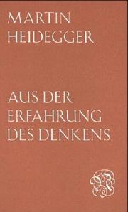 Front cover of Aus der Erfahrung des Denkens by Martin Heidegger