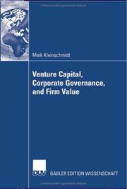 Front cover of Venture Capital, Corporate Governance, and Firm Value by Kleinschmidt; Maik
