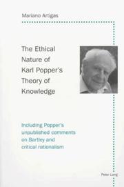 Front cover of The Ethical Nature Of Karl Popper's Theory Of Knowledge by Mariano Artigas
