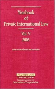 Front cover of Yearbook of Private International Law by Unknown
