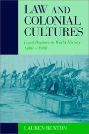 Front cover of Law and Colonial Cultures by Lauren Benton