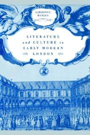 Front cover of Literature and culture in early modern London by Lawrence Manley