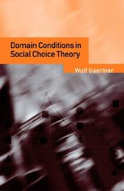 Front cover of Domain Conditions in Social Choice Theory by Wulf Gaertner