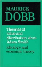Front cover of Theories of value and distribution since Adam Smith by Maurice Herbert Dobb