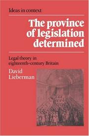 Front cover of The province of legislation determined by Lieberman, David