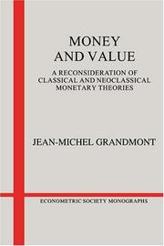 Front cover of Money and value by Jean-Michel Grandmont