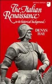Cover of The Italian Renaissance in its historical background by Hay, Denys.