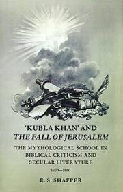 Front cover of 'Kubla Khan' and the Fall of Jerusalem by E. S. Shaffer