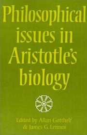 Front cover of Philosophical issues in Aristotle's biology by Allan Gotthelf
