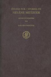 Front cover of Etudes Sur - Studies on Helene Metzger (Collection de Travaux de L'Acadimie Internationale D'Histoire Des Sciences) by Gad Freudenthal