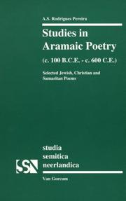 Front cover of Studies in Aramaic Poetry (C. 100 BCE - C. 600 CE) (Studia Semitica Neerlandica) by A.S. Rodrigues Pereira