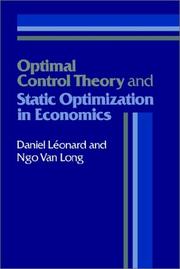 Cover of Optimal control theory and static optimization in economics by Leonard, Daniel.