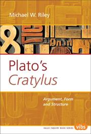 Cover of Plato's Cratylus by Michael W. Riley