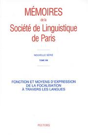 Front cover of Memoires De La Societe De Linguistique De Paris by Unknown
