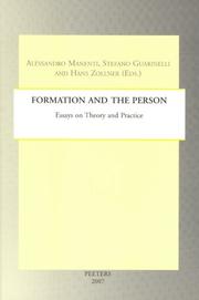 Front cover of Formation and the person by Alessandro Manenti