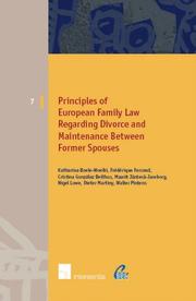 Front cover of Principles of European Family Law Regarding Divorce and Maintenance Between Former Spouses by Katharina Boele-Woelki