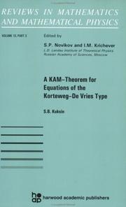 Front cover of A KAM Theorem for Equations of the Korteveg-de Vries Type (Reviews in Mathematics and Mathematical Physics) by Raymond Bonnett