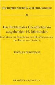 Front cover of Das Problem Des Unendlichen Im Ausgehenden 14. Jahrhundert by Thomas Dewender