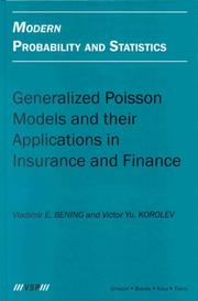 Front cover of Generalized poisson models and their applications in insurance and finance by Vladimir E. Bening