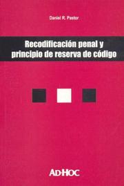 Front cover of Recodificacion Penal y Principio de Reserva de Codigo by Daniel R. Pastor