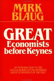 Front cover of Great economists before Keynes by Mark Blaug