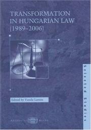 Front cover of Transformation in Hungarian Law 1989-2006 by Lamm, Vanda.